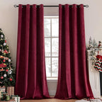 MIULEE Christmas Burgundy Velvet Curtains Solid Soft Red Blackout Curtain by MIULEE