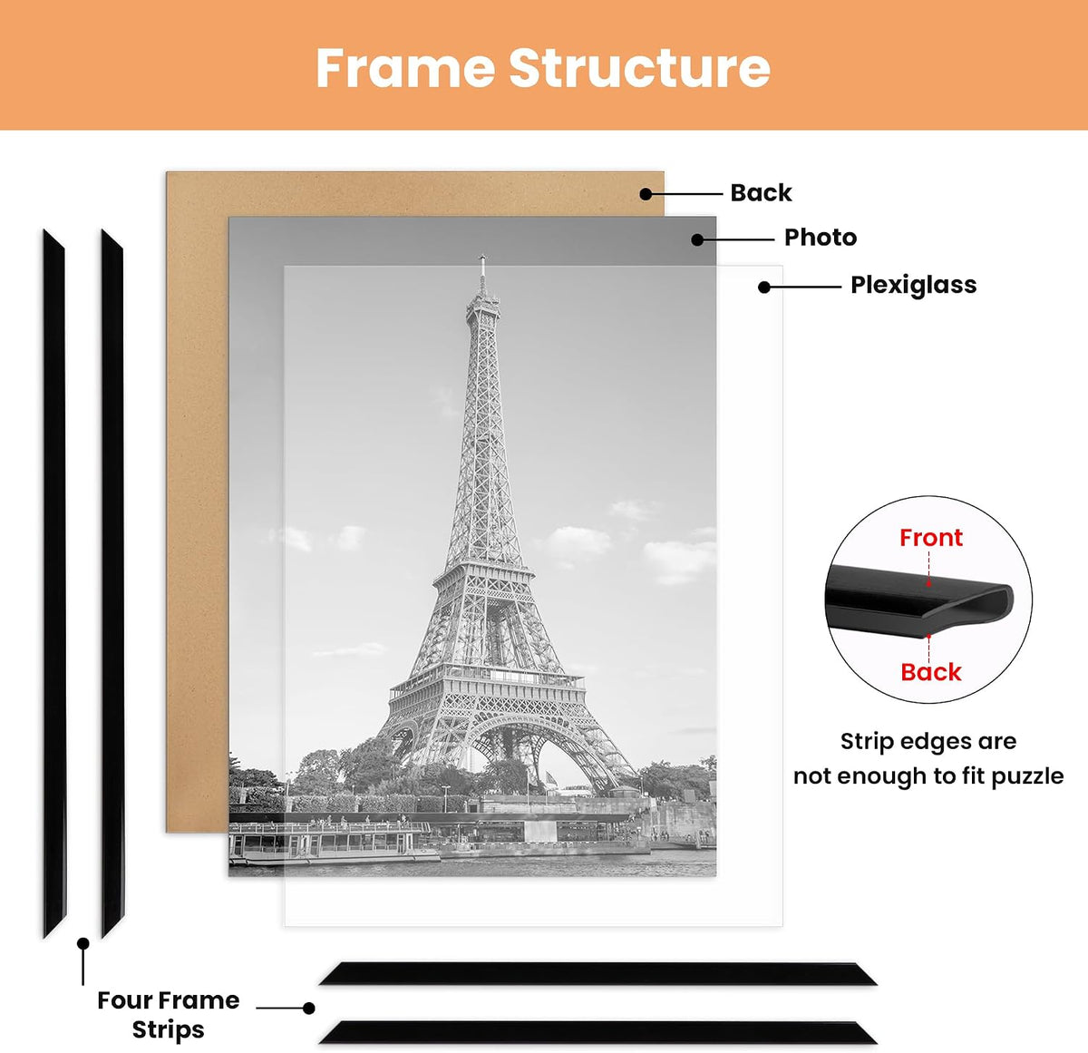 upsimples 12x16 Poster Frame, Easy Slide-In Assembly, Black, 3 Pack