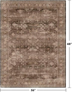 Brown Boho Washable Entry Rug, 3x4 Rugs - Image 2