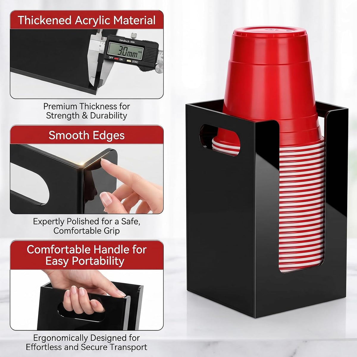 Cup Dispenser, Wall Mount Cup Holder Fits Cups Up to 18 oz