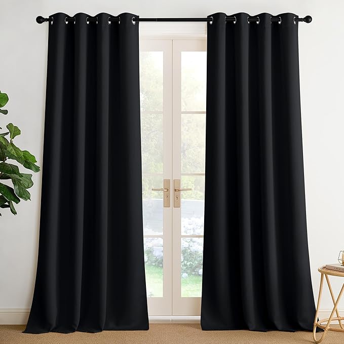 NICETOWN Room Darkening Draperies Curtains Panels, 2 Panels Black W52 x L102 by NICETOWN