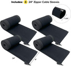 Wrap-It Storage Zipper Cable Sleeve, Black, 24", 4-Pack