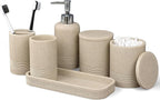 LIN CHUAN 6-Piece Bathroom Accessories Set, Bathroom Organizer, Beige