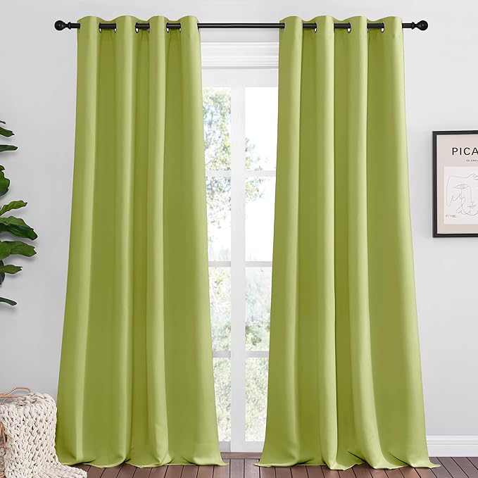 NICETOWN Fresh Green Blackout Curtains 120 inches Length by NICETOWN