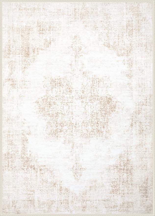 Area Rug 10x14 Vintage Rugs: Large Washable Living Room Rug Retro Medallion - Image 9