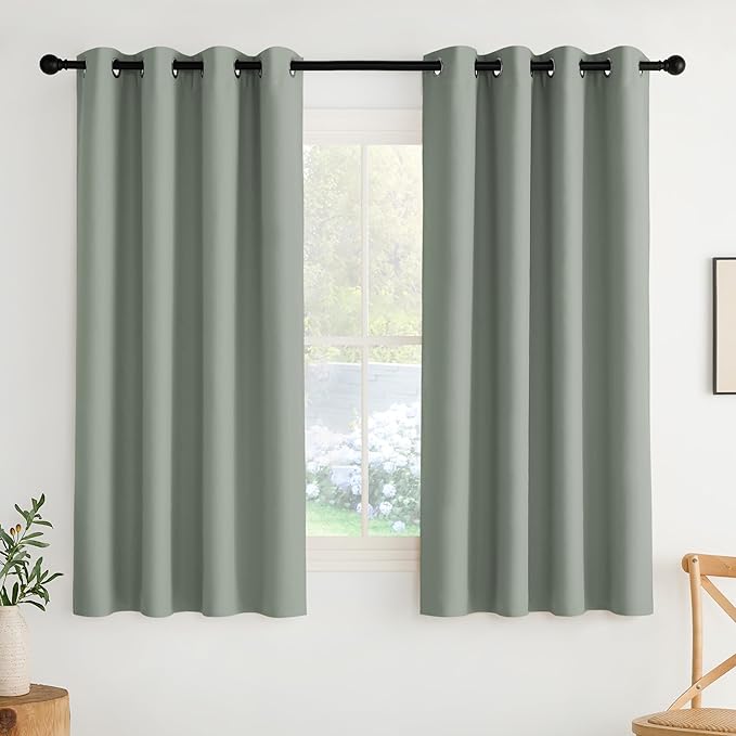 NICETOWN Room Darkening Draperies Curtains Panels, 2 Panels Sage Green W52 x L63 by NICETOWN