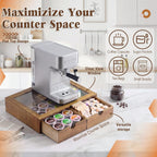 Wooden Coffee Pods Organizer Storage Box with Acrylic Lid, Natural