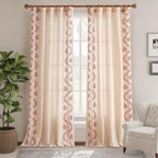 jinchan Belrose Linen Curtains for Bedroom Floral Curtains 96 Inch Length Linen - Image 2