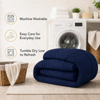 Queen Comforter Set with Sheets Navy Blue, 7 Pieces Bed in a Bag