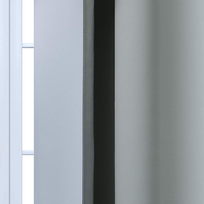 Yakamok 84 Inch Length Gray and Greyish White Gradient Color Ombre Curtains - Image 7