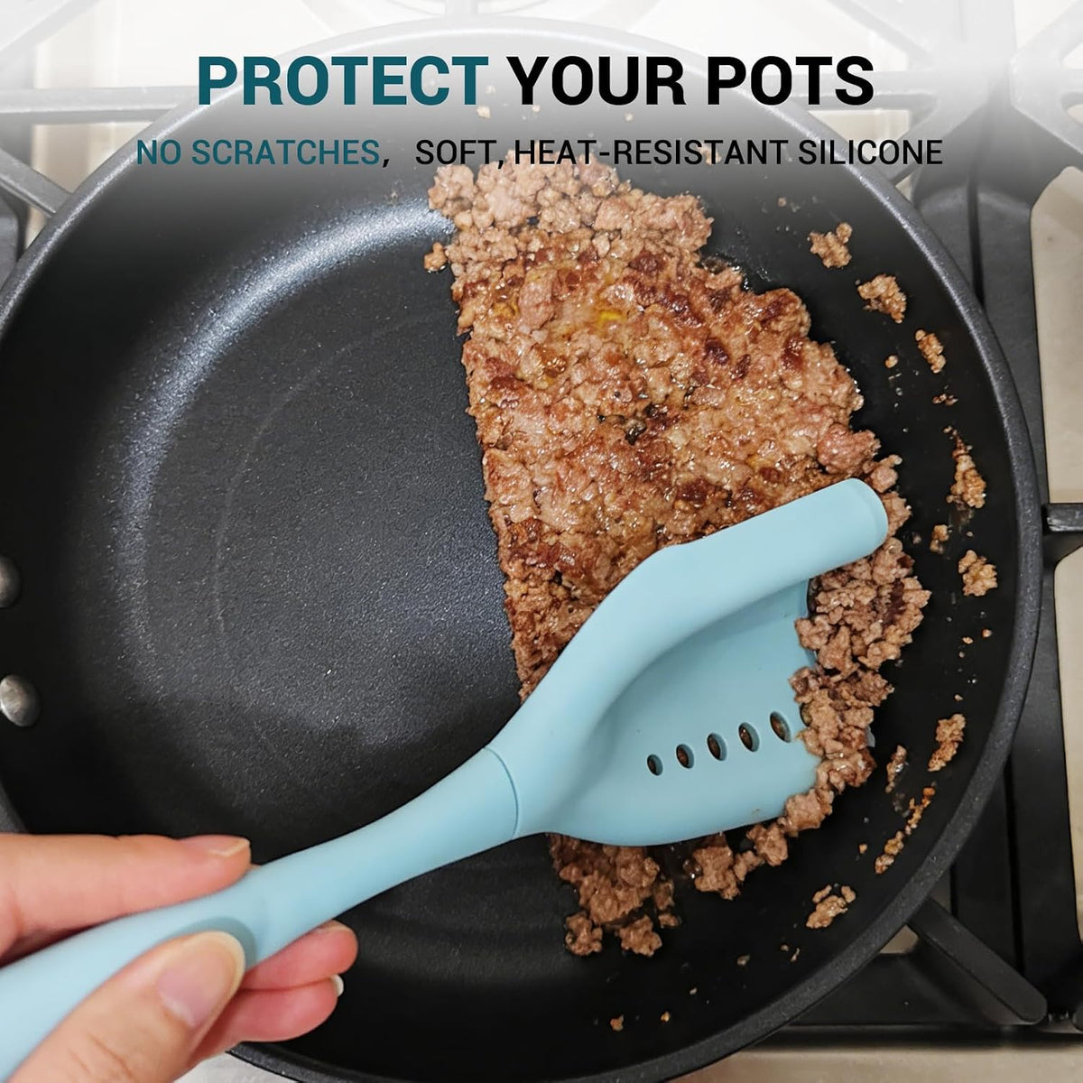2Pack Meat Chopper Mincing Spatula, Silicone Grinder for Ground Beef