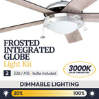 Prominence Home Bolivar, 52 Inch Modern LED Ceiling Fan with Light, Pull Chain, Dual Mounting Options, Dual Finish Blades, Reversible Motor - 80100-01 (Chrome)