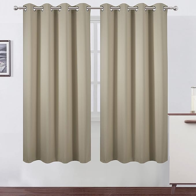 LEMOMO Beige Thermal Blackout Curtains/52 x 72 Inch/Set of 2 Panels Room by Lemomo
