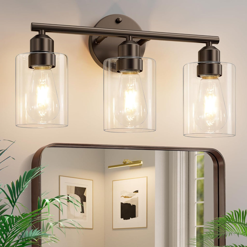 3-Light Bathroom Vanity Light Fixtures, Silver Finish, 17.3''