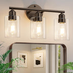 3-Light Bathroom Vanity Light Fixtures, Silver Finish, 17.3''