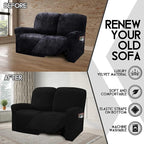 ULTICOR Reclining Love Seat Slipcover, 6-Piece Velvet Stretch Loveseat - Image 4