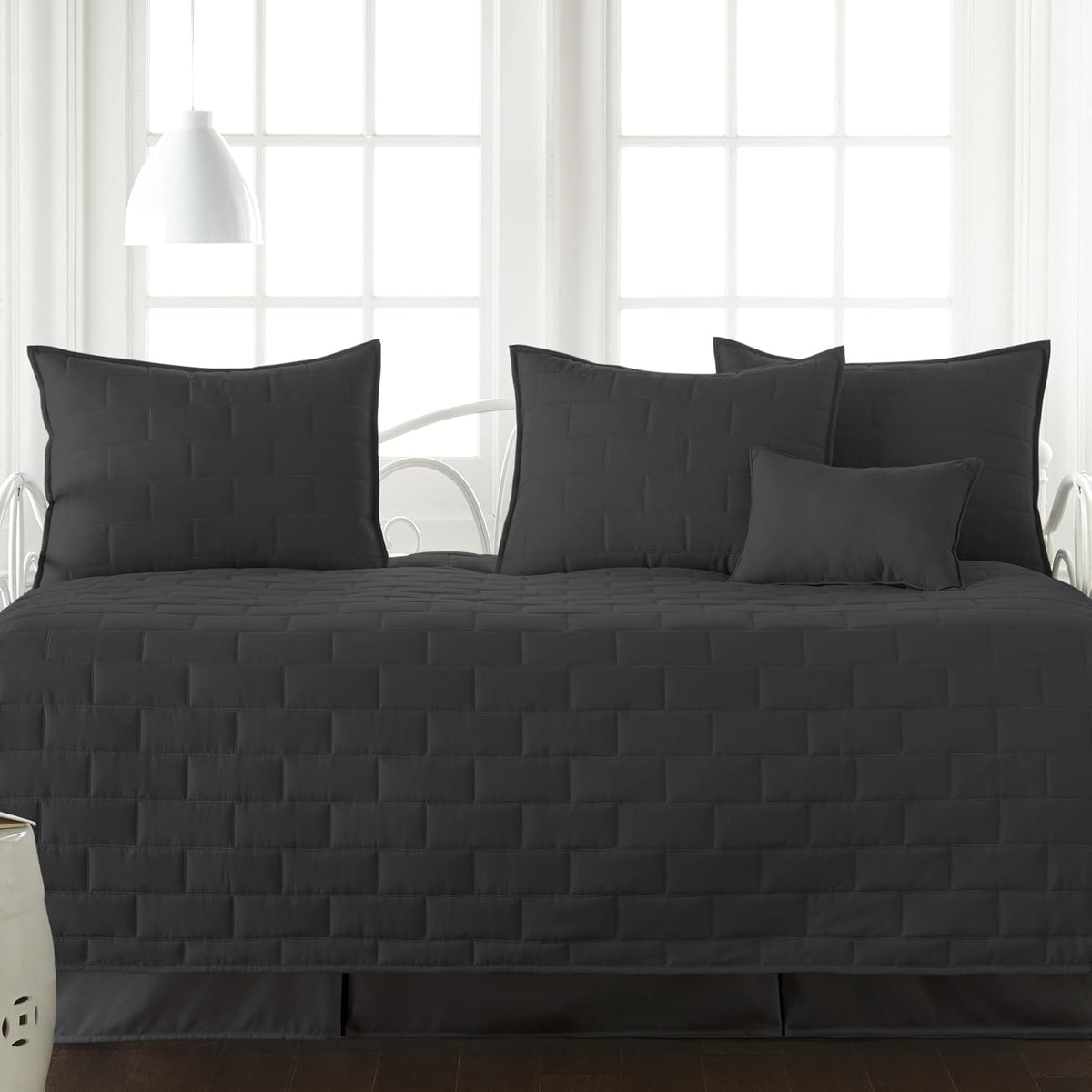 Daybed Quilt Set 6PC Bedding Set Daybed Cover for twin beds easy care Black