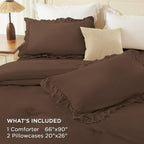 Andency Brown Twin Size Ruffle Comforter Set, 2 Pieces