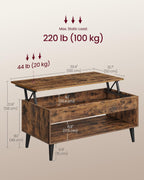 VASAGLE Lift Top Coffee Table with Hidden Storage, Gas Spring