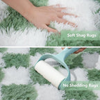 Large Area Rugs for Living Room Bedroom, 9x12 Green and White Fluffy Soft - Image 6