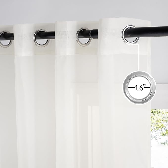 NICETOWN Sheer Curtains for Living Room 96 inches Long, Grommet Casual Style - Image 2