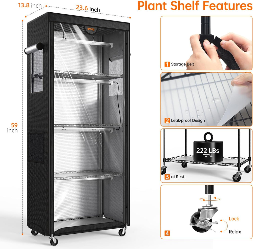 Bstrip Indoor Greenhouse with Grow Light, Oxford Fabric Grow Tent