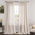 Nanspring Beige Linen Back Tab Curtains 96 Inches Long by Nanspring