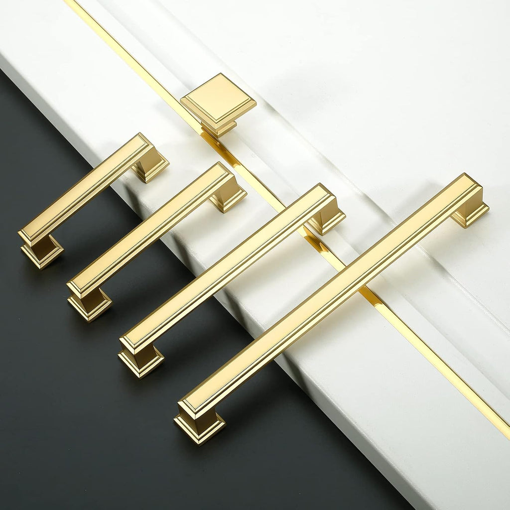 Amerdeco 6 Pack Brushed Gold Drawer Pulls 5"
