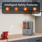 Comfort Zone Milkhouse Style Utility Space Heater with Adjustable Thermostat, Electric, Portable, 3-Prong Plug, Overheat Protection, & Tip-Over Switch, Ideal for Garage or Workshop, 1,500W, CZ798GR3