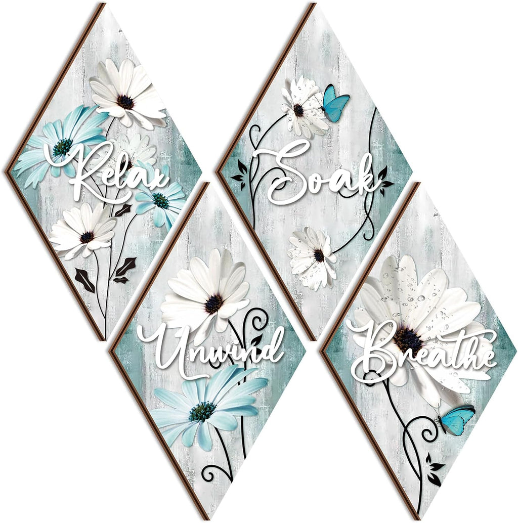 FairySandy 4 Pcs Boho Bathroom Wall Decor 11.8 x 6.7 In Boho Bathroom Decor
