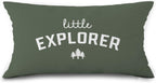 Little Explorer Throw Pillow Covers, Olive Green Themed Square Adventure Pillow Case Cover for Couch, Woodland Nursery Cushion Cover Case for Kids Room Nursery Toddler Dorm Bedroom, 12x20