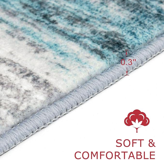 KOZYFLY Modern Abstract Small Area Rugs 2x3, Washable Kitchen Rug Non-Slip Soft - Image 2