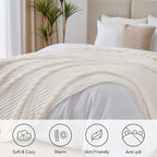 BEDELITE Full Size Blanket for Bed, 300GSM Soft & Warm Fleece Cream White - Image 7