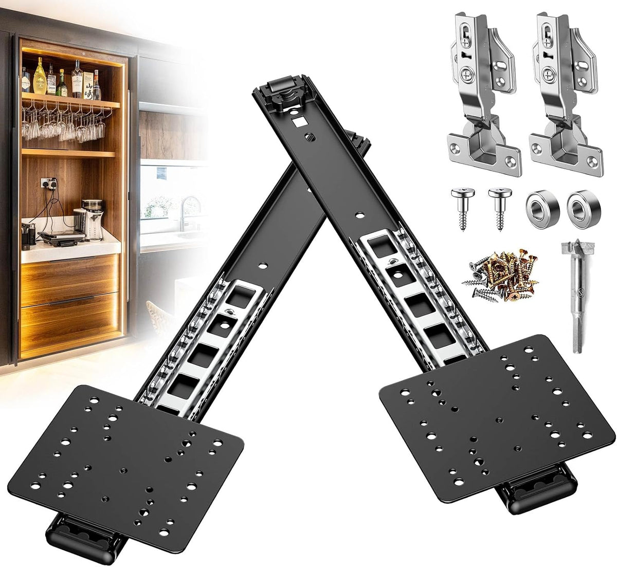 Pocket Door Slides, Black, 16in, 2PC