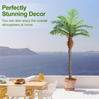 7ft Tall Artificial Phoenix Palm Tree for Outdoor Indoor Decor, Large Faux Coconut Silk Palm Tree Tropical Fake Tree Perfect for Outside Patio Poolside Home Office Decor (Set of 2)