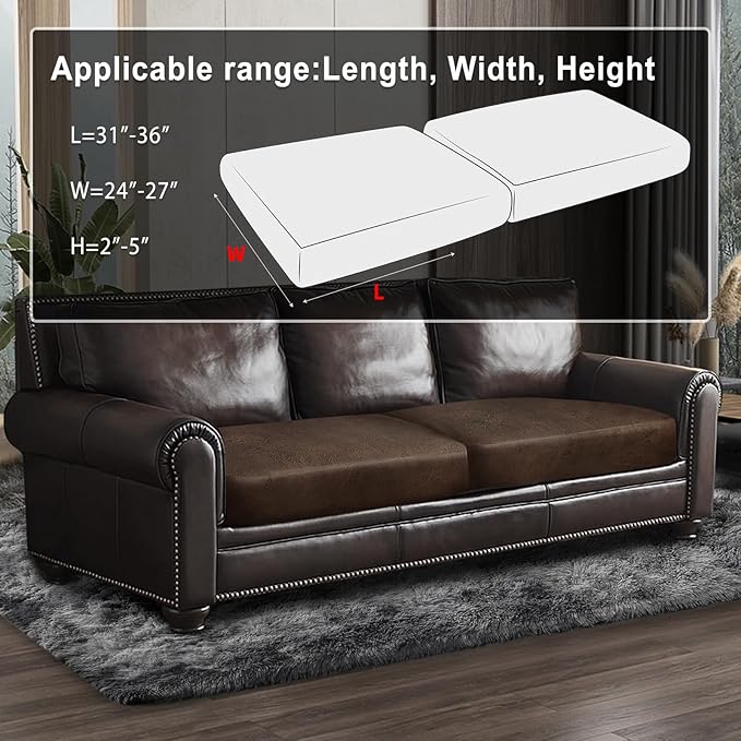 Leather Look Couch Cushion Covers Sofa Seat Slipcovers Sets Couches Furniture - Image 3