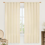 LAMIT Beige Linen Window Curtains 72 Inch Length 2 Panels, Thick Linen Textured by LAMIT