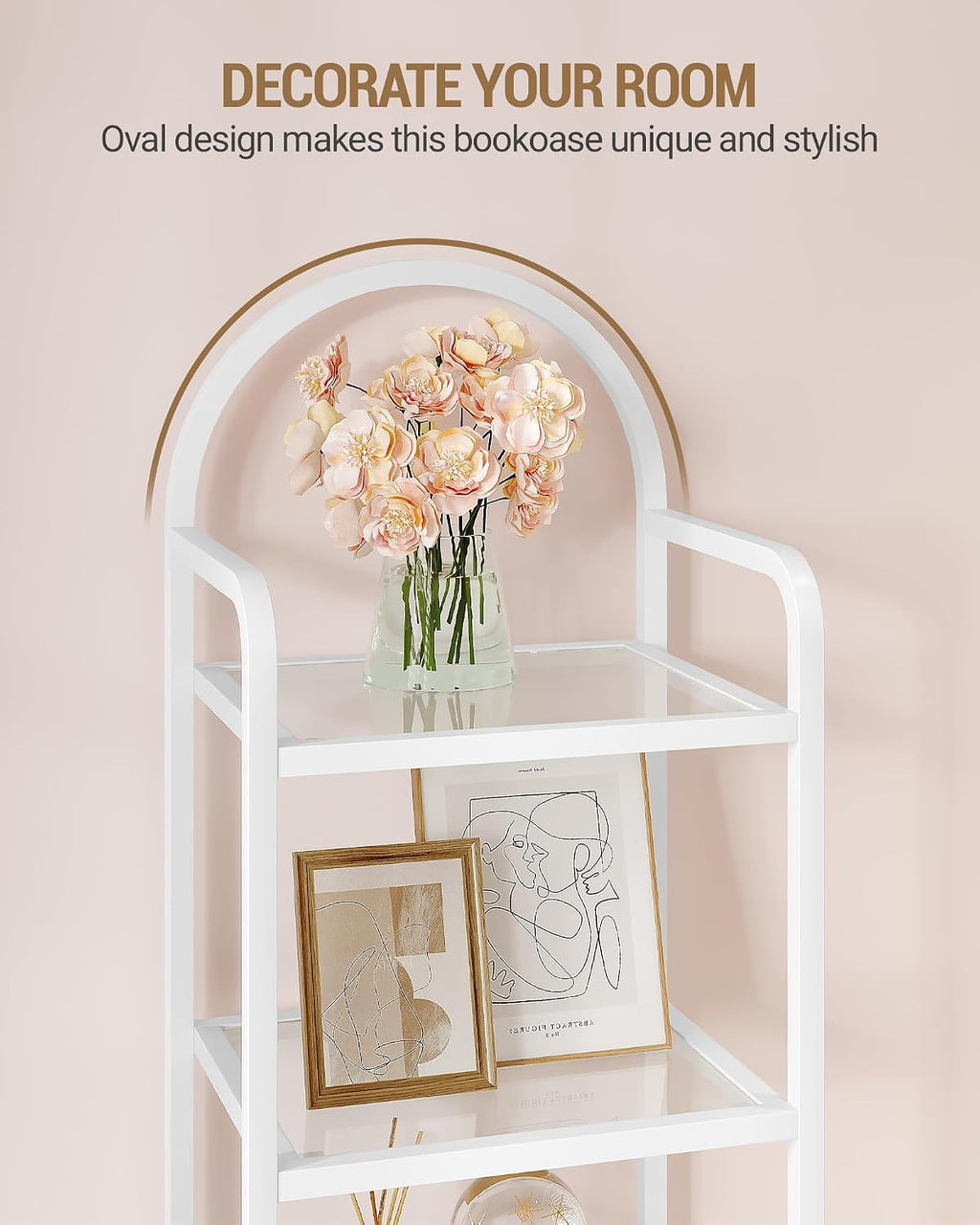 Hzuaneri Bookcase Bookshelf, Tempered Glass Bookshelves