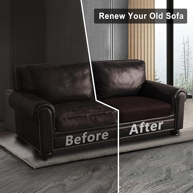 Leather Look Couch Cushion Covers Sofa Seat Slipcovers Sets Couches Furniture - Image 7