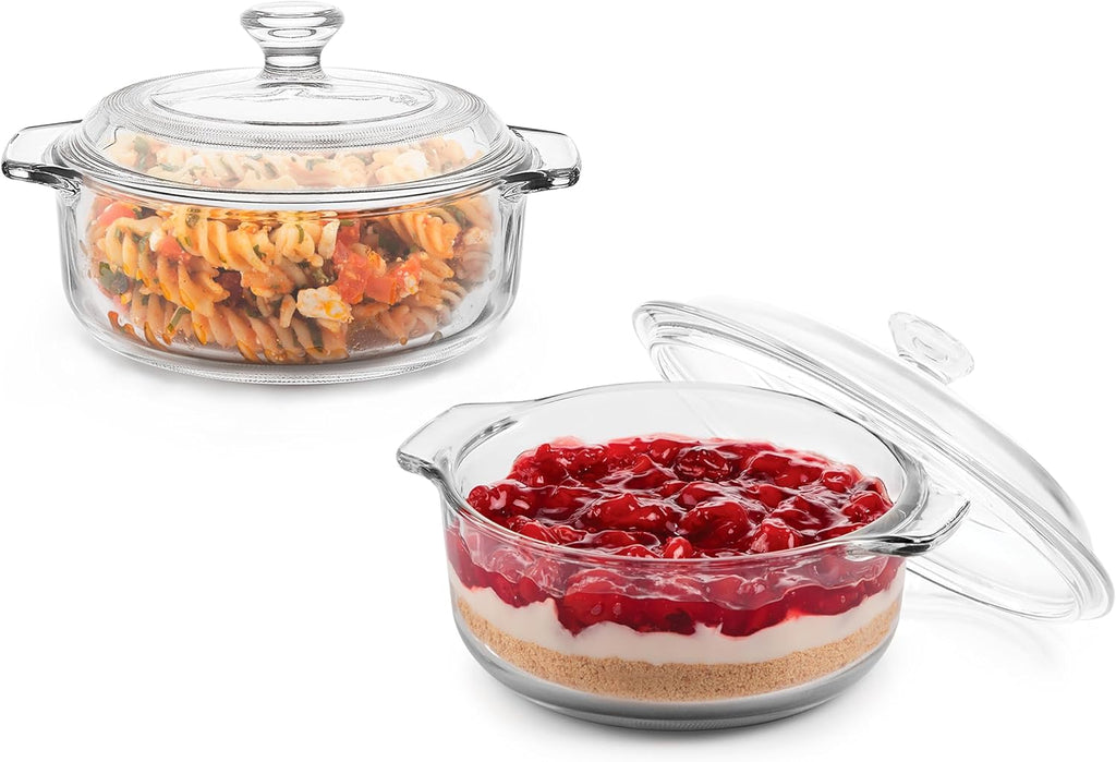 Libbey Baker's Basics 2-Piece Round Glass Casserole Dish Set with Lids