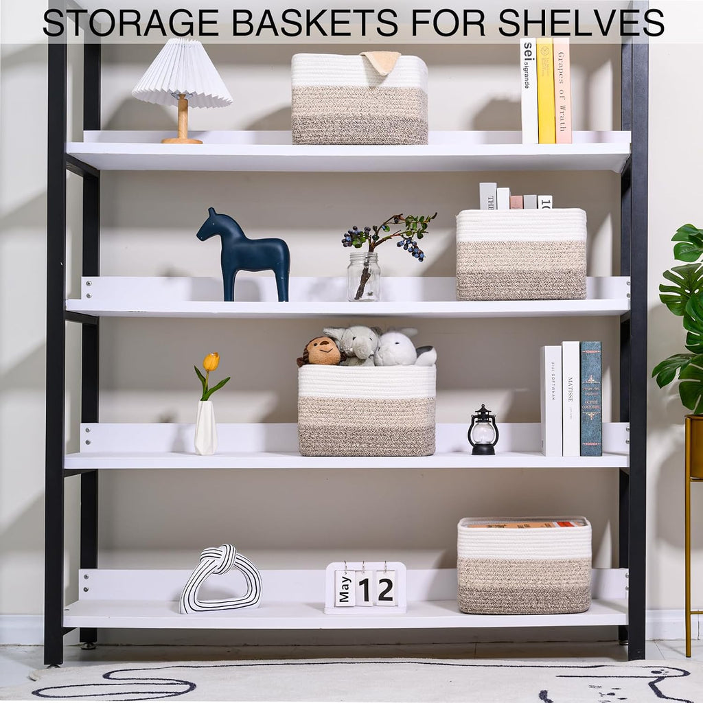 Storage Baskets Bins for Organizing 12.7×9.1×7.9 Gradient Brown