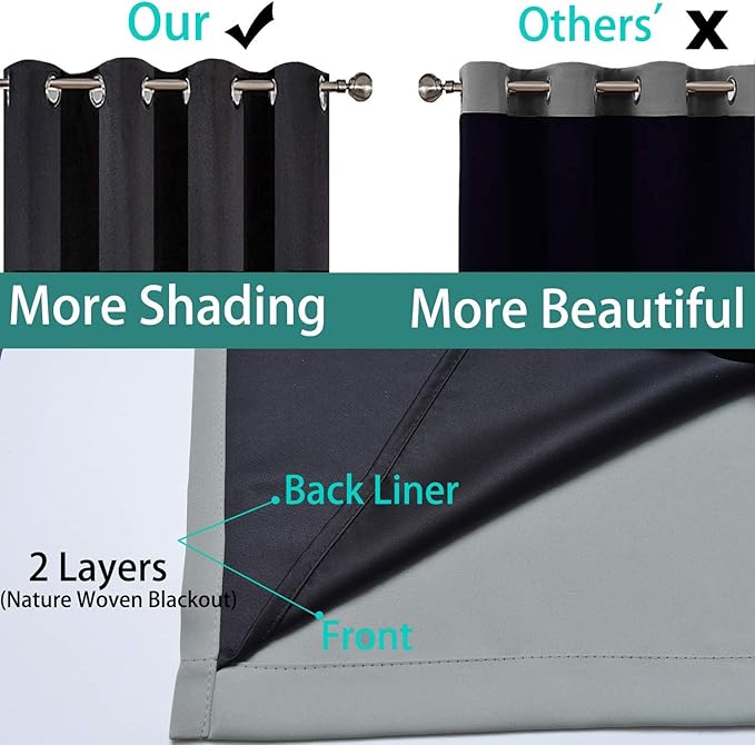 Yakamok 100% Blackout Curtains 84 Inches Long, 2 Thick Layers Heat and Full - Image 5