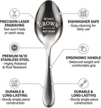 Spoons Silverware, Stainless Steel Coffee Spoons with My Food Is Grown Not Born Design, Reusable Decorative Spoon for Coffee, Tea, Desserts, Breakfast, Dining & Gifting