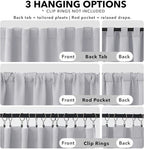 Deconovo Blackout Curtains, Thermal Insulated, W70 x L108 2 Panels, Back Tab - Image 2