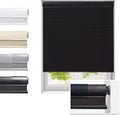 Tonature No Drill Cellular Shades for Indoor Windows, Thermal Insulating & Noise Reducing Honeycomb Blinds, Free Stop Cordless Blackout Shades, Black, 34 1/2" W x 64" H