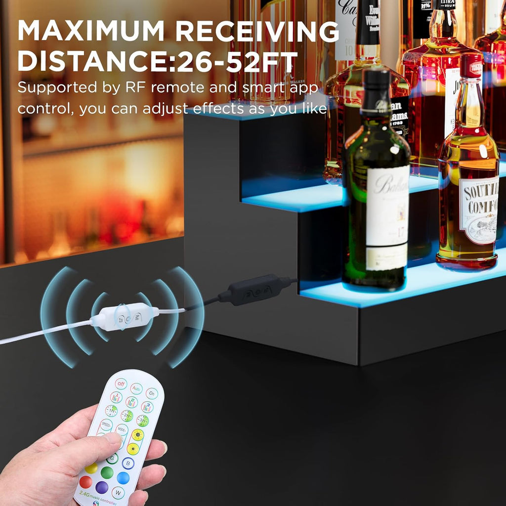 Dethan 2 Tier 15 Inch Liquor Bottle Display Shelf with App & Remote Control
