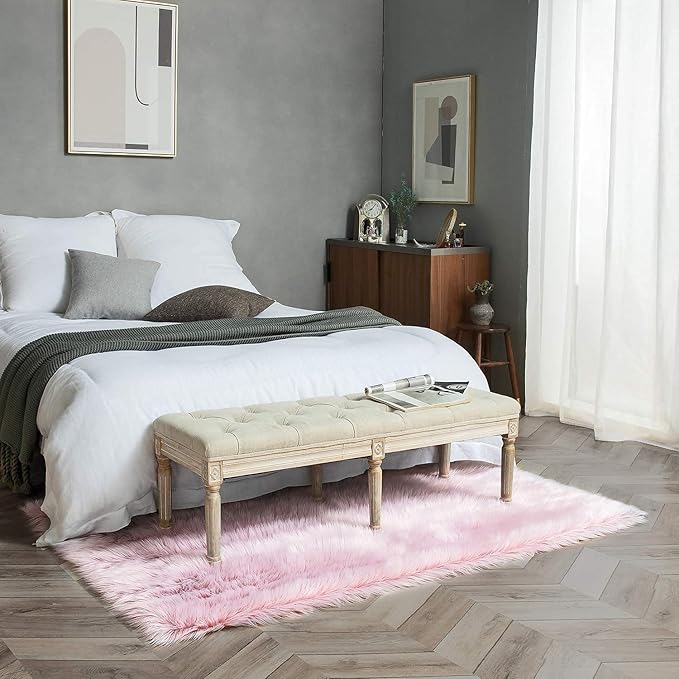Ashler faux fur rug, Fluffy Shaggy Area Rug Ultra Soft 4 x 6 Feet Rectangle Fur - Image 2