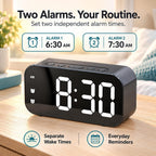 Alarm Clock Small Digital Desk for Bedrooms Bathroom Battery Operated Bedside Travel Powered Teens with Backup Simple Loud Nightstand Mini Large Display Table Desktop Office Shelf Seniors Portable LED