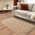 Soft Runner Rugs for Bedroom Hallways, 2x4 Beige Fluffy Shag Throw Area Rug Non - Image 2