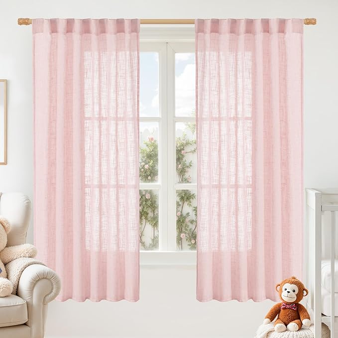 LAMIT Sheer Linen Curtains 63 Inch by LAMIT